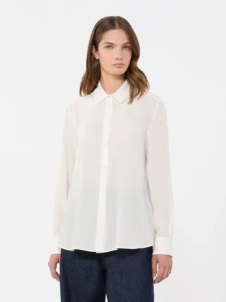 Skjorte i silke crepe de chine, elfenben