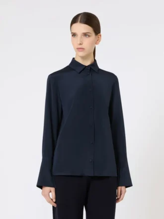 Skjorte i silke crepe de chine, ultramarin Skjorte i silke crepe de chine, ultramarin