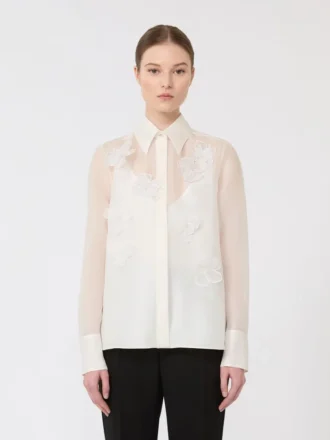 Skjorte i silkeorganza, hvid
