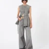 Slim-fit ærmeløs denimtop, sort Slim-fit ærmeløs denimtop, sort