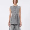 Slim-fit ærmeløs denimtop, sort Slim-fit ærmeløs denimtop, sort