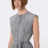 Slim-fit ærmeløs denimtop, sort Slim-fit ærmeløs denimtop, sort