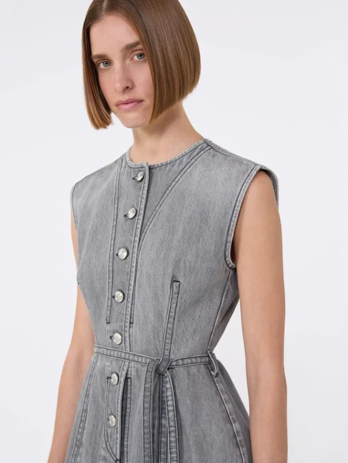 Slim-fit ærmeløs denimtop, sort Slim-fit ærmeløs denimtop, sort