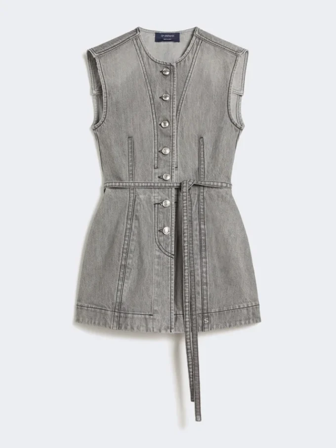 Slim-fit ærmeløs denimtop, sort Slim-fit ærmeløs denimtop, sort