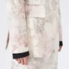 Slim-fit blazer i printet organza og gabardine, hvid Slim-fit blazer i printet organza og gabardine, hvid