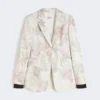 Slim-fit blazer i printet organza og gabardine, hvid Slim-fit blazer i printet organza og gabardine, hvid