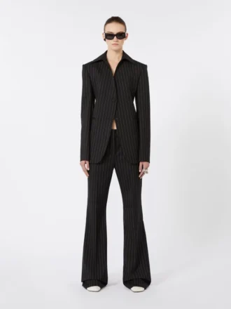 Slim-fit blazer i stretch-gabardine, sort