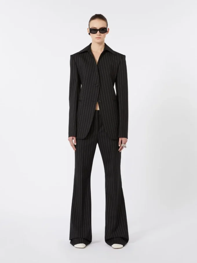 Slim-fit blazer i stretch-gabardine, sort Slim-fit blazer i stretch-gabardine, sort