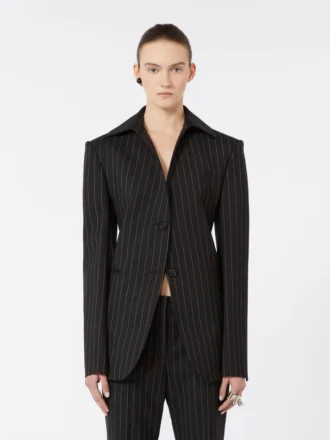 Slim-fit blazer i stretch-gabardine, sort