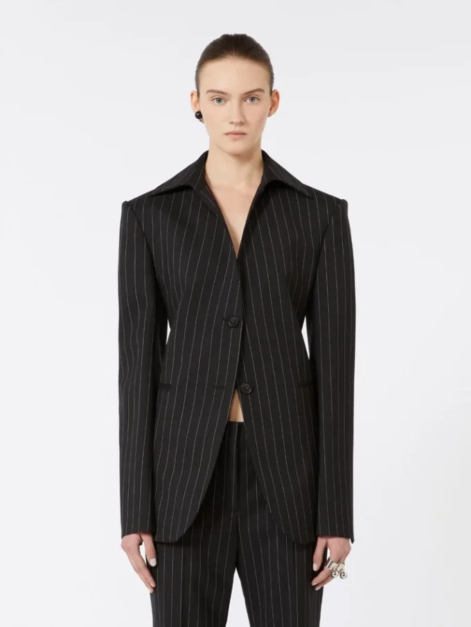 Slim-fit blazer i stretch-gabardine, sort Slim-fit blazer i stretch-gabardine, sort