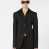 Slim-fit blazer i stretch-gabardine, sort Slim-fit blazer i stretch-gabardine, sort