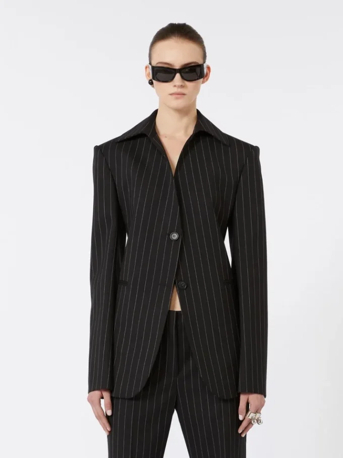 Slim-fit blazer i stretch-gabardine, sort Slim-fit blazer i stretch-gabardine, sort