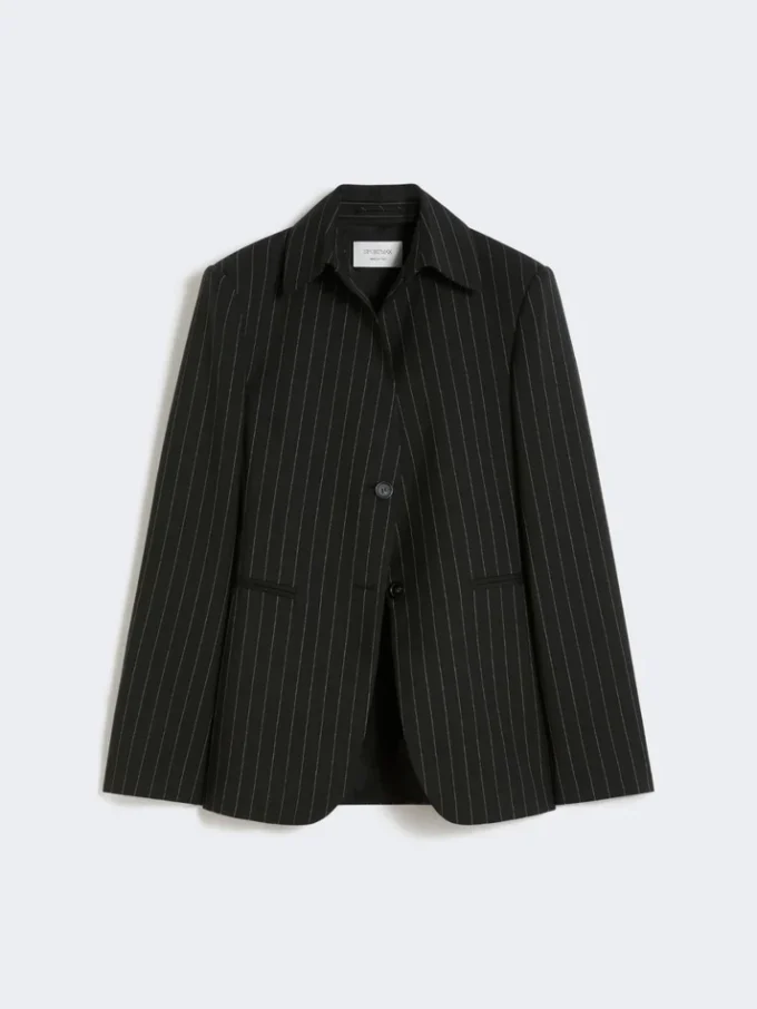 Slim-fit blazer i stretch-gabardine, sort Slim-fit blazer i stretch-gabardine, sort