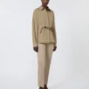 Slim-fit bukser i bomuldssatin, khaki