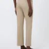 Slim-fit bukser i bomuldssatin, khaki