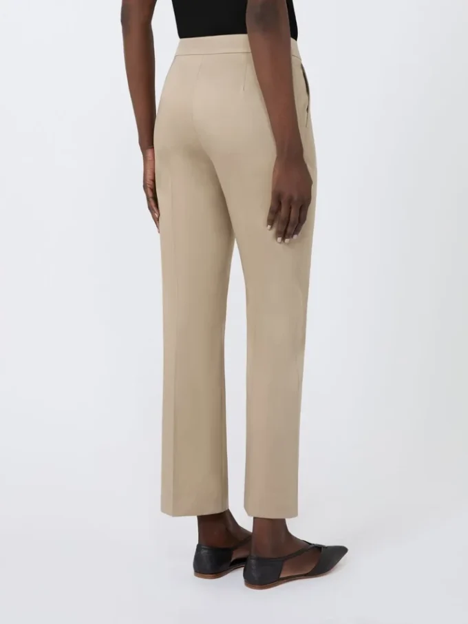 Slim-fit bukser i bomuldssatin, khaki