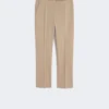 Slim-fit bukser i bomuldssatin, khaki