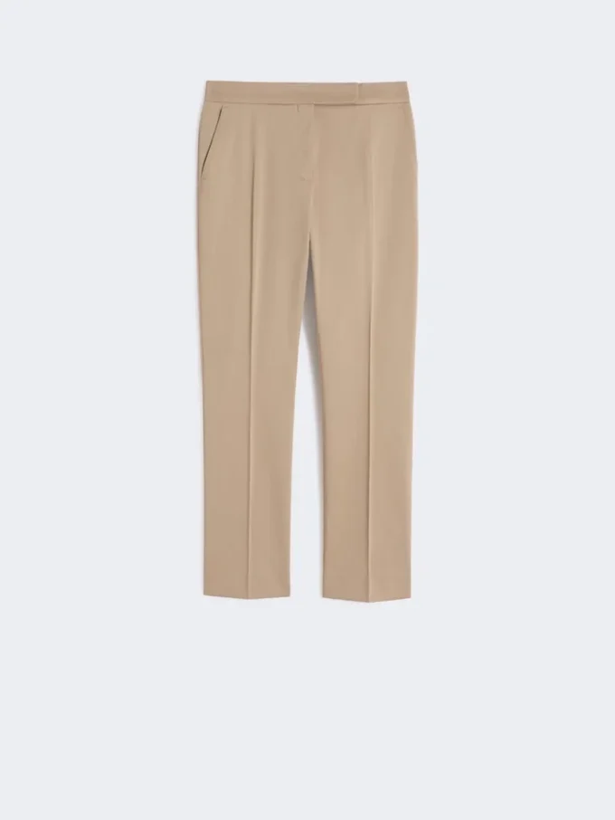 Slim-fit bukser i bomuldssatin, khaki