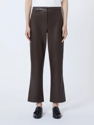 Slim-fit bukser i coatedt stof, chokolade