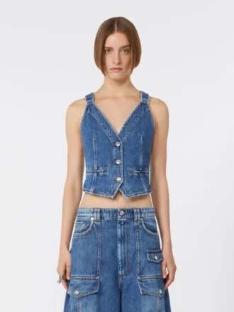 Slim-fit denimvest, midnatsblå