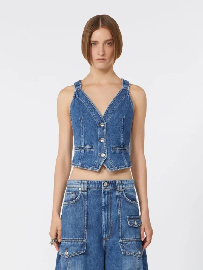 Slim-fit denimvest, midnatsblå Slim-fit denimvest, midnatsblå