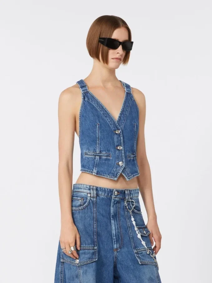 Slim-fit denimvest, midnatsblå Slim-fit denimvest, midnatsblå
