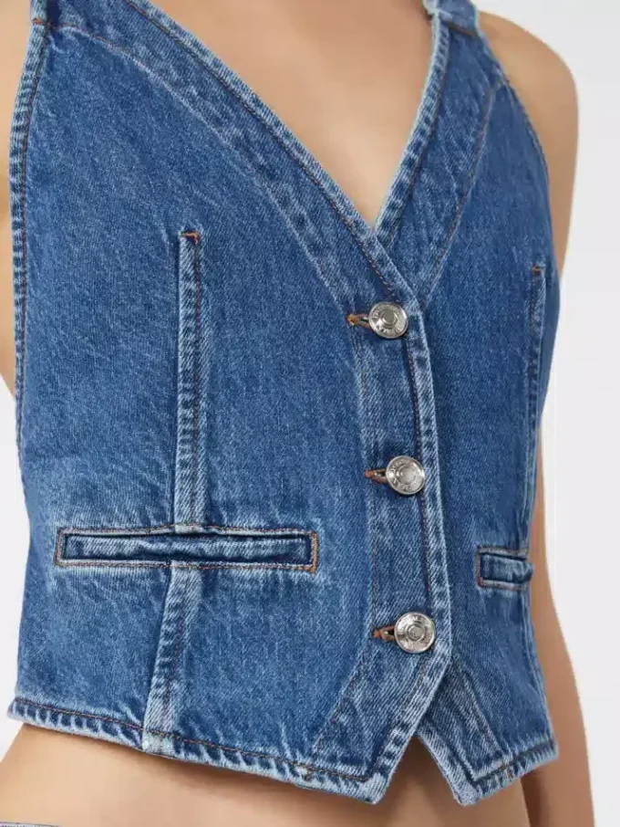 Slim-fit denimvest, midnatsblå Slim-fit denimvest, midnatsblå