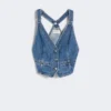 Slim-fit denimvest, midnatsblå Slim-fit denimvest, midnatsblå