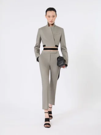 Slim-fit jakke i uld, mohair og silke, mellemgrå