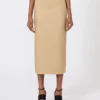 Slim-fit nederdel i linnedtwill, kamel Slim-fit nederdel i linnedtwill, kamel