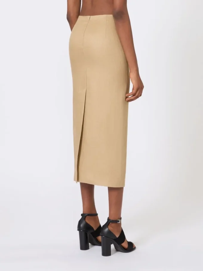 Slim-fit nederdel i linnedtwill, kamel Slim-fit nederdel i linnedtwill, kamel
