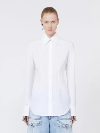 Slim-fit poplin-skjorte, optisk hvid