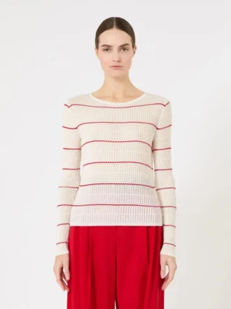 Slim-fit sweater i uld og silke, hvid