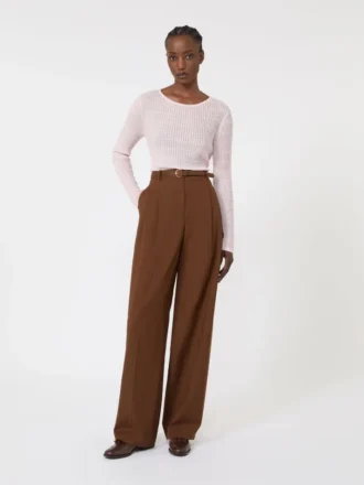 Slim-fit sweater i uld og silke, lyserød