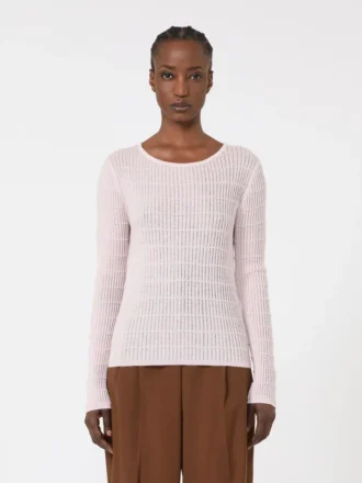 Slim-fit sweater i uld og silke, lyserød
