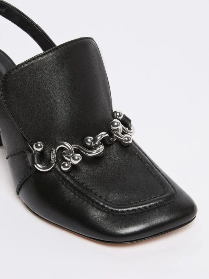 Slingbacks i nappalæder, sort Slingbacks i nappalæder, sort