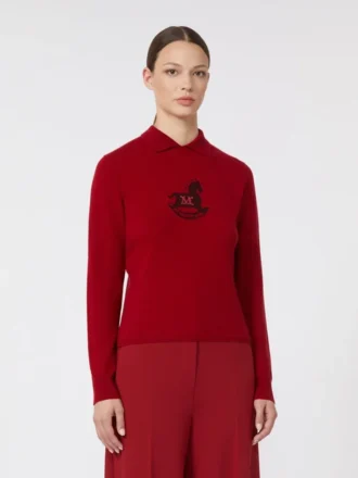 Smal sweater i uld og kashmir, mørkerød