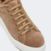Sneakers i ruskind og teddy-stof, hasselnøddebrun Sneakers i ruskind og teddy-stof, hasselnøddebrun
