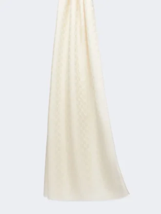 Stola i jacquard af uld, bomuld og silke, elfenben