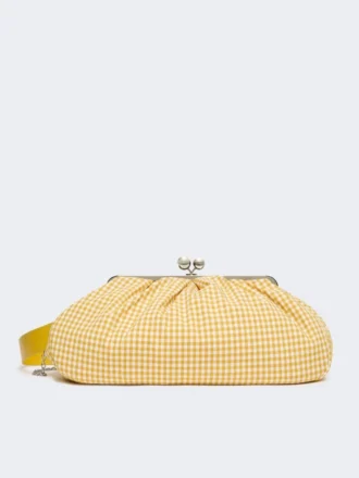 Stor pasticcino-taske i bomuldsgingham, gul