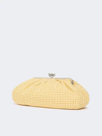 Stor pasticcino-taske i bomuldsgingham, gul