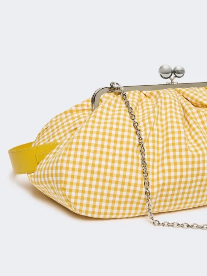 Stor pasticcino-taske i bomuldsgingham, gul Stor pasticcino-taske i bomuldsgingham, gul