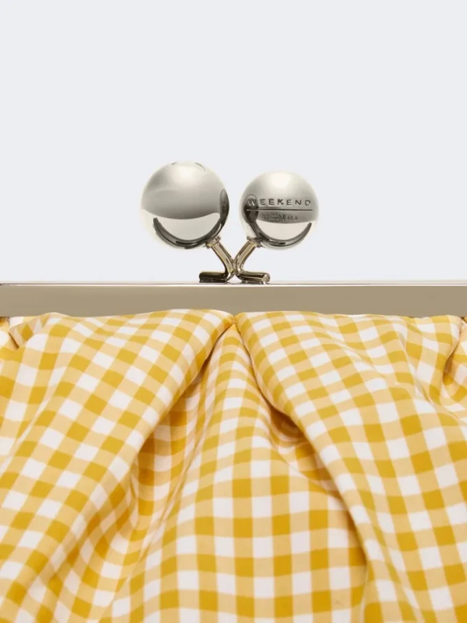 Stor pasticcino-taske i bomuldsgingham, gul Stor pasticcino-taske i bomuldsgingham, gul