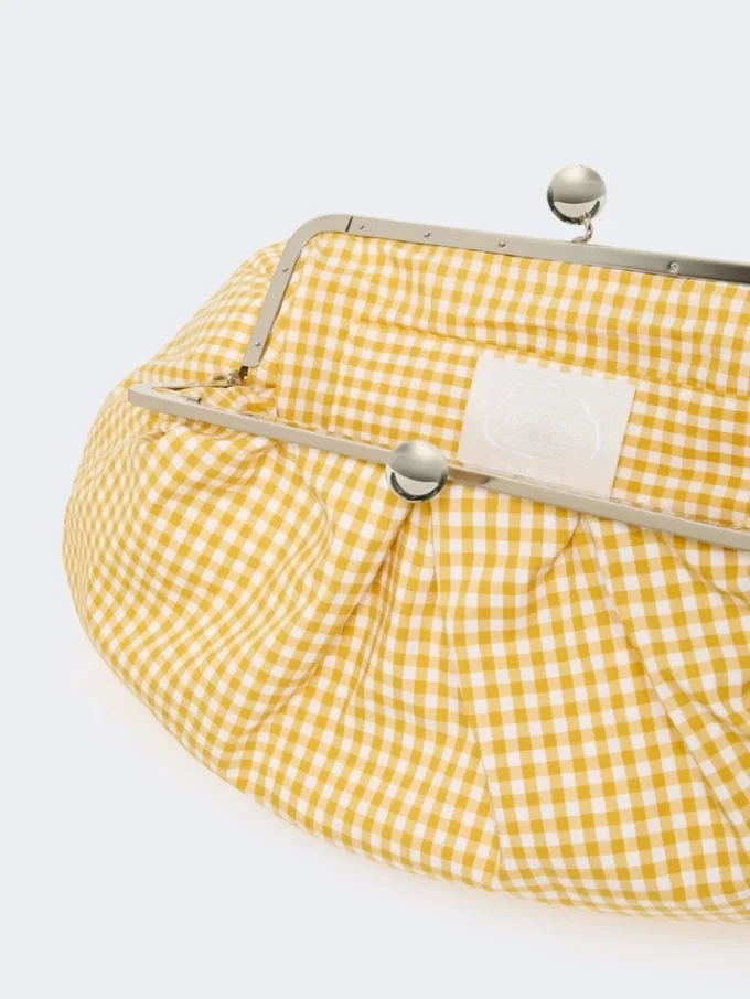 Stor pasticcino-taske i bomuldsgingham, gul Stor pasticcino-taske i bomuldsgingham, gul