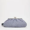 Stor pasticcino-taske i bomuldsgingham, ultramarin