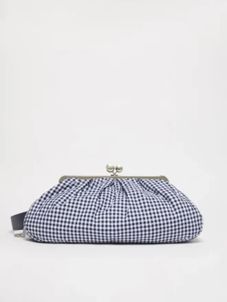 Stor pasticcino-taske i bomuldsgingham, ultramarin