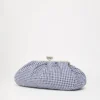 Stor pasticcino-taske i bomuldsgingham, ultramarin