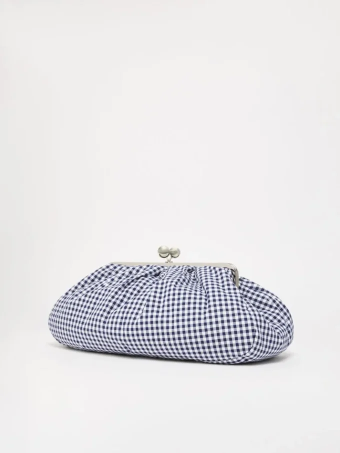 Stor pasticcino-taske i bomuldsgingham, ultramarin