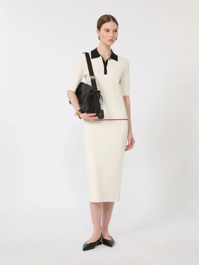 Stretch-viskose pencilskirt, hvid Stretch-viskose pencilskirt, hvid