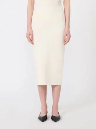 Stretch-viskose pencilskirt, hvid